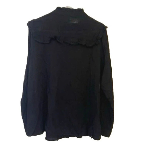 Andree Women’s Black Embroidered L Floral Top Western Peasant Retro Embroidered - Picture 3 of 8